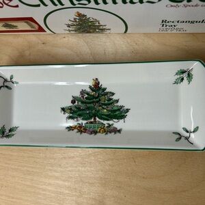 Spode Christmas Tree 9" X 3” Rectangular Tray ORGINAL Box England #S3324W